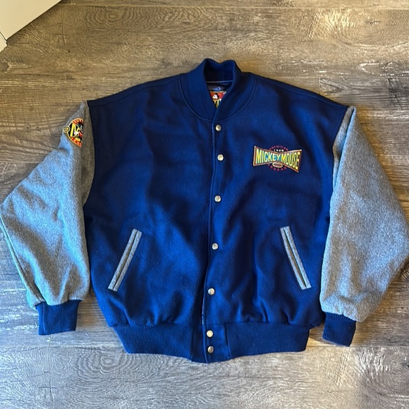 Vintage Disney Mickey Mouse Varsity Jacket Blue Gray - Picture 2 of 14